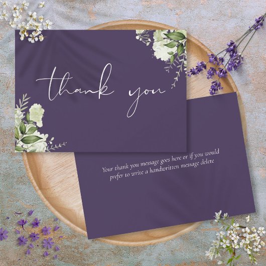 Paarse groene elegante script bedankkaart