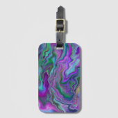 Paarse, groene en blauw-vochtige kunst bagagelabel (Voorkant (verticaal))