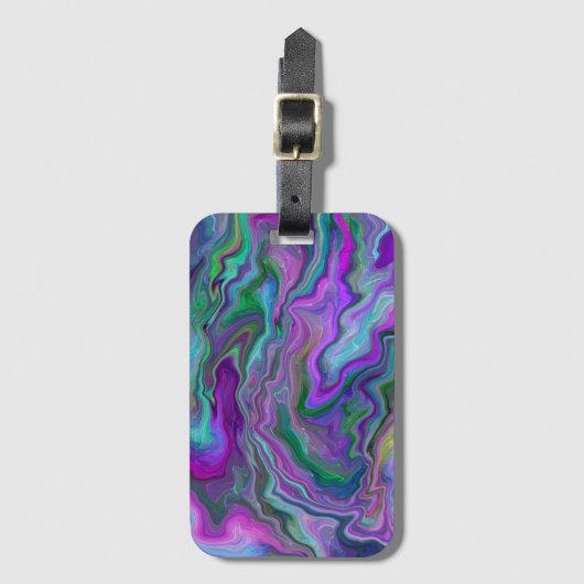 Paarse, groene en blauw-vochtige kunst bagagelabel (Voorkant (verticaal))