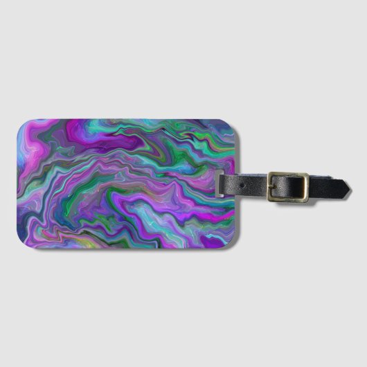 Paarse, groene en blauw-vochtige kunst bagagelabel (Voorkant (horizontaal))