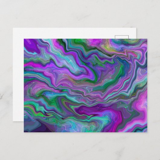 Paarse, groene en blauw-vochtige kunst briefkaart (Voorkant / Achterkant)