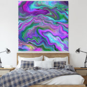 Paarse, groene en blauw-vochtige kunst canvas afdruk (Insitu (Slaapkamer))