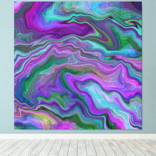 Paarse, groene en blauw-vochtige kunst canvas afdruk (Insitu (Houten vloer))