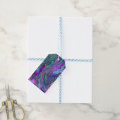 Paarse, groene en blauwe kunstmarmer cadeaulabel (Met Touw)