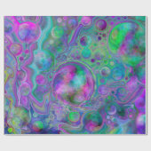 Paarse, groene en blauwe kunstmarmerdag cadeaupapier (Vlak)