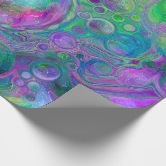 Paarse, groene en blauwe kunstmarmerdag cadeaupapier (Hoek)