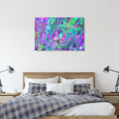 Paarse, groene en blauwe marmer Bokeh Fluid Art Canvas Afdruk (Insitu (Slaapkamer))