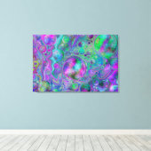 Paarse, groene en blauwe marmer Bokeh Fluid Art Canvas Afdruk (Insitu (Houten vloer))