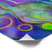 Paarse, groene en blauwe marmer Bokeh Fluid Art Perfect Poster (Hoek)