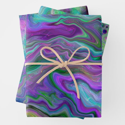 Paarse, groene en blauwe vlecht Abstracte feestdag Inpakpapier Vel (In situ)