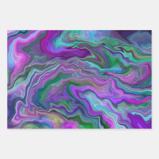 Paarse, groene en blauwe vlecht Abstracte feestdag Inpakpapier Vel (Voorkant)