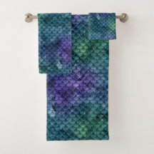 Paarse, Groene en Blauwe Zeemeermin Handdoek