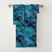 Paarse, Groene en Blauwe Zeemeermin Handdoek