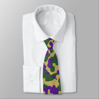 Paarse, groene en gele camouflagepatronen stropdas