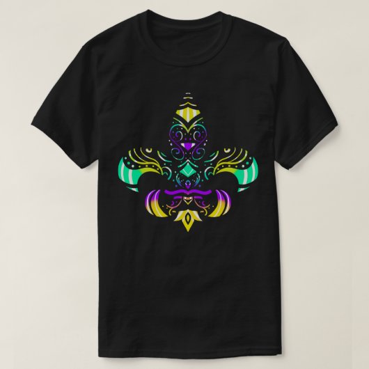 Paarse groene en gouden patterned Fleur de Lis T-shirt (Design voorkant)