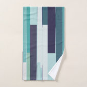 Paarse, groene en turquoise Abstracte strepen Bad Handdoek (Handdoek)
