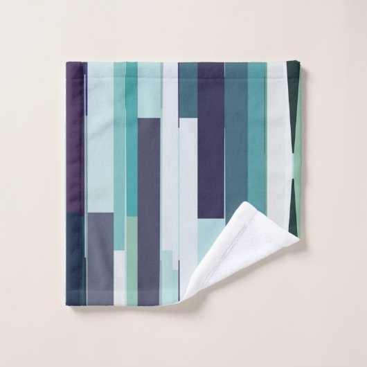 Paarse, groene en turquoise Abstracte strepen Bad Handdoek (Wasdoekje)