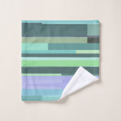 Paarse, groene en turquoise Abstracte strepen Bad Handdoek (Wasdoekje)