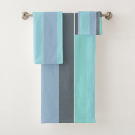 Paarse, groene en turquoise Abstracte strepen Bad Handdoek