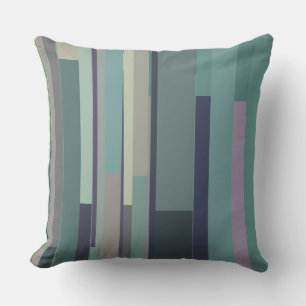 Paarse, groene en turquoise Abstracte strepen Kussen