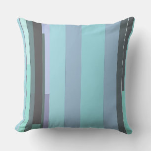 Paarse, groene en turquoise Abstracte strepen Kussen