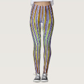 Paarse, groene en witte stripte Patroon Leggings (Voorkant)