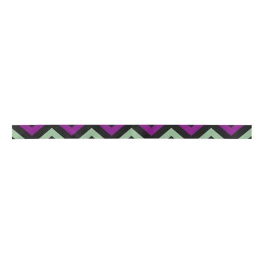 Paarse, groene en zwarte Chevron Stripes Ribbon Satijnen Lint (Voorkant)