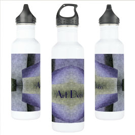 Paarse groene en zwarte kunst Deco Abstract Waterfles