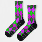 Paarse, Groene, en Zwarte Sportief, Preppy Argyle Sokken (Links)