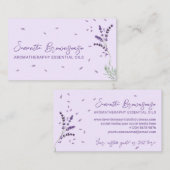 Paarse groene Essential Oils met de aanduiding Lav Visitekaartje (Voorkant / Achterkant)