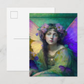 Paarse Groene Fairy Fantasy Art Briefkaart (Voorkant / Achterkant)