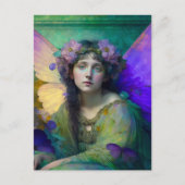 Paarse Groene Fairy Fantasy Art Briefkaart (Voorkant)