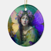 Paarse Groene Fairy Fantasy Art Keramisch Ornament (Links)