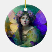 Paarse Groene Fairy Fantasy Art Keramisch Ornament (Achterkant)