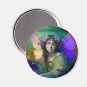 Paarse Groene Fairy Fantasy Art Magneet (Voorkant / Achterkant)
