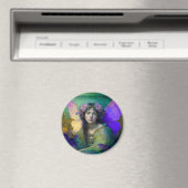 Paarse Groene Fairy Fantasy Art Magneet (Insitu (Vaatwasser))