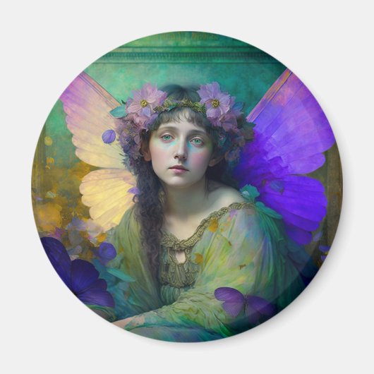 Paarse Groene Fairy Fantasy Art Magneet (Voorkant)