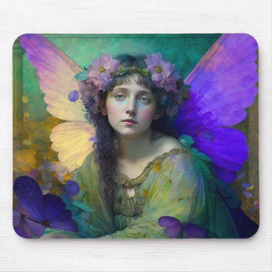 Paarse Groene Fairy Fantasy Art Muismat (Voorkant)