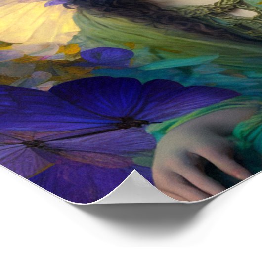 Paarse Groene Fairy Fantasy Art Poster (Hoek)