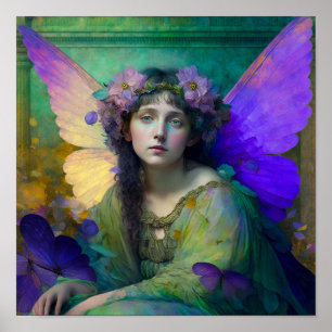 Paarse Groene Fairy Fantasy Art Poster