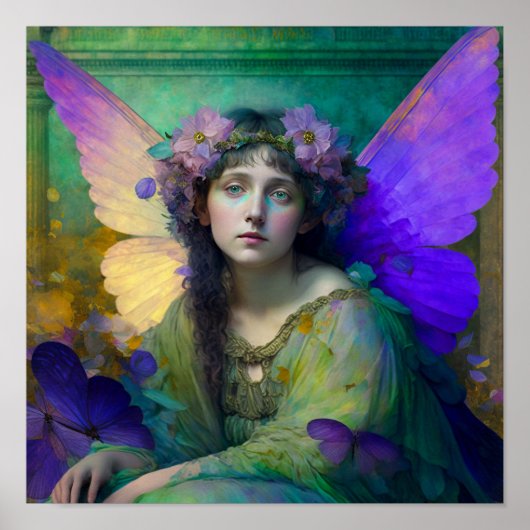 Paarse Groene Fairy Fantasy Art Poster (Voorkant)