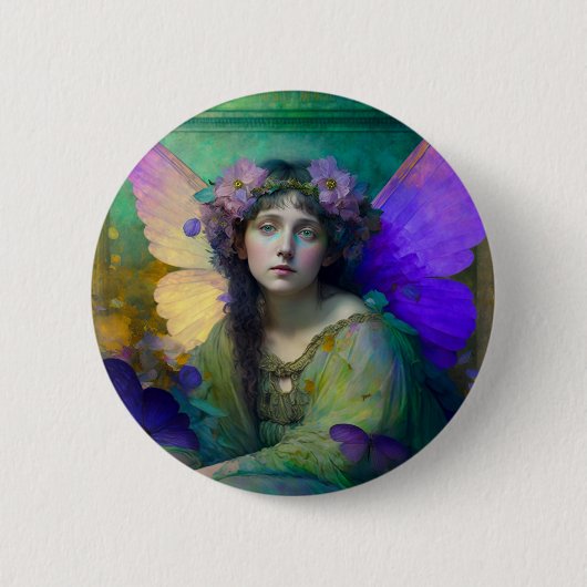 Paarse Groene Fairy Fantasy Art Ronde Button 5,7 Cm (Voorkant)