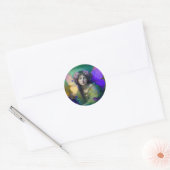 Paarse Groene Fairy Fantasy Art Ronde Sticker (Envelop)