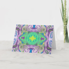 Paarse groene fantasie Wenskaart Kaart