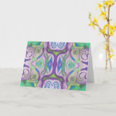 Paarse groene fantasie Wenskaart Kaart (Gele Bloem)