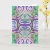 Paarse groene fantasie Wenskaart Kaart (Gele Bloem)