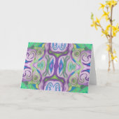 Paarse groene fantasie Wenskaart Kaart (Gele Bloem)