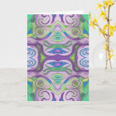 Paarse groene fantasie Wenskaart Kaart (Gele Bloem)