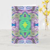 Paarse groene fantasie Wenskaart Kaart (Gele Bloem)