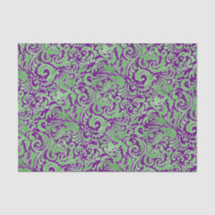 Paarse Groene Floral Batik Tissuepapier